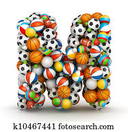 Letter M, gaming balls alphabet Letter M, gaming balls alphabet