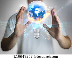 Light bulb in hand Light bulb in hand