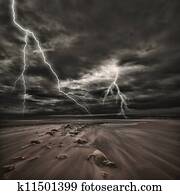 Lightning thunderstorm at sea Lightning thunderstorm at sea