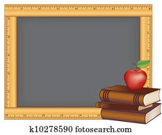 lineal, rahmen, chalkboard,, buecher, apfel lineal, rahmen, chalkboard,, buecher, apfel