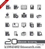 livro, ícones, //, básico, série