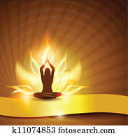 lotusblüte, -fire, und, joga lotusblüte, -fire, und, joga