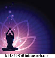 lotusblüte, und, joga lotusblüte, und, joga