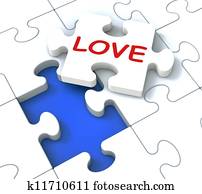 Love Puzzle Shows Loving Couples Love Puzzle Shows Loving Couples