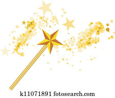 Magic wand with magic stars on white Magic wand with magic stars on white