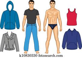 Man and clothes colored collection 