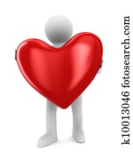 Man and heart on white background. Isolated 3D image Man and heart on white background. Isolated 3D image