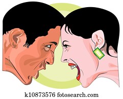 Man and woman fighting, illustration