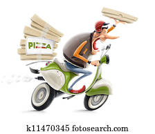 man delivering pizza on bicycle man delivering pizza on bicycle