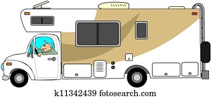 Man driving a motorhome Man driving a motorhome