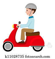 Man motorbiker on the scooter Man motorbiker on the scooter