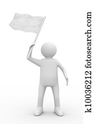 man waves flag on white background. Isolated 3D image man waves flag on white background. Isolated 3D image