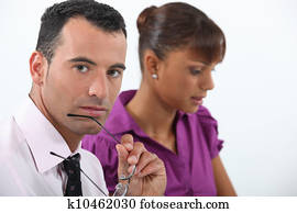 mann frau, büroangestellte