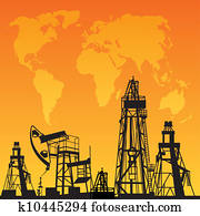 Map and oil rig Map and oil rig