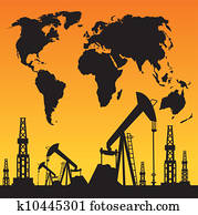 Map and oil rig Map and oil rig