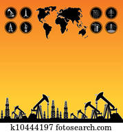 Map and oil rig Map and oil rig