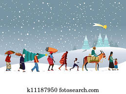 mehrfach-ethnisch gruppe, weihnachten