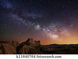 meio leitoso, sobre, a, deserto