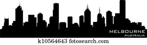 Melbourne, Australia skyline. Detailed vector silhouette Melbourne, Australia skyline. Detailed vector silhouette