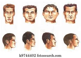Men's heads grotesque collection