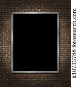 menuboard, en, un, pared ladrillo