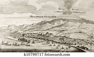 Messina and Etna old map Messina and Etna old map