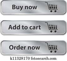 Metallic web elements/buttons for online shopping Metallic web elements/buttons for online shopping