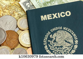 Mexico passport and world currency