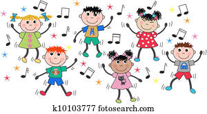 mezclado étnico, niños, bailando, disco