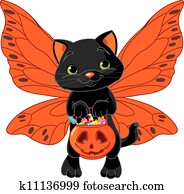 mignon, halloween, chat