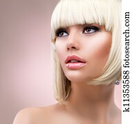 moda, loiro, mulher, Portrait., cabelo loiro