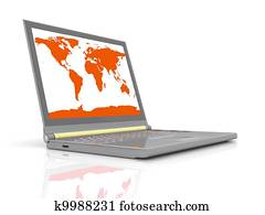 Modern laptop isolated on white