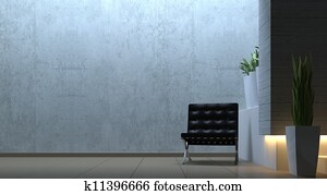 modernes, innere, szene, mit, stuhl