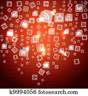 modernes, soziales, abstrakt, medien, heiligenbilder, herunterfallen