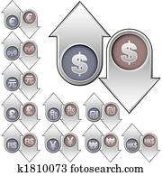 monnaie, évaluation, icônes