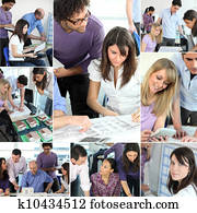 montage, von, architekten, in, versammlung