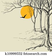 Moon in the forest sketch Moon in the forest sketch