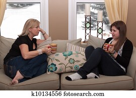 Mother and teenage daughter having a conversation Mother and teenage daughter having a conversation