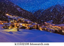 Mountains ski resort Solden Austria at sunset Mountains ski resort Solden Austria at sunset