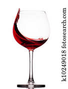 moving red wine glass over a white background