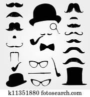 Mustaches and retro accessories Mustaches and retro accessories