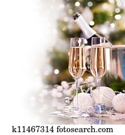 New Year Card Design with Champagne New Year Card Design with Champagne