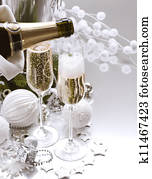 New Year Card Design with Champagne New Year Card Design with Champagne