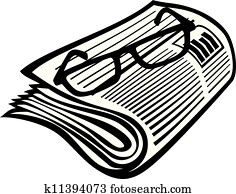newspaper icon and reading glasses newspaper icon and reading glasses