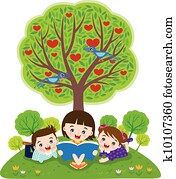 niños, lectura, libros