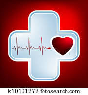 normal, ecg, roter hintergrund, heartbeat., eps, 8
