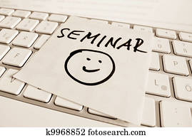 nota, ligado, computador, keyboard:, seminário