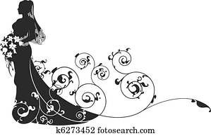 novia, hermoso, vestido de la boda, patt