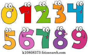 Numbers Cartoon Mascot Characters
