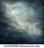 nuvens escuras, e, chuva